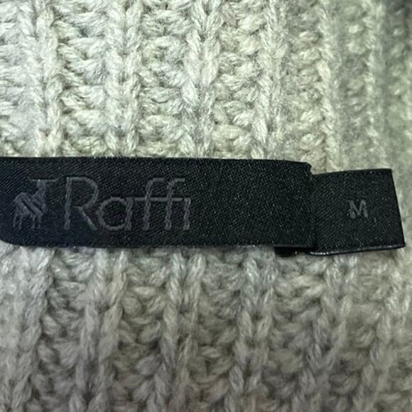 Raffi Women's Gray Wool Sleeveless Chunky Knit Turtleneck Mini Sweater Dress M - Picture 3 of 4